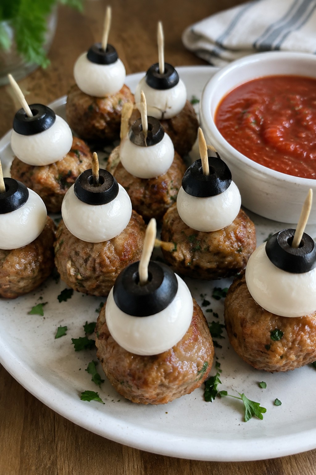 Eyeball Turkey Meatball Skewers