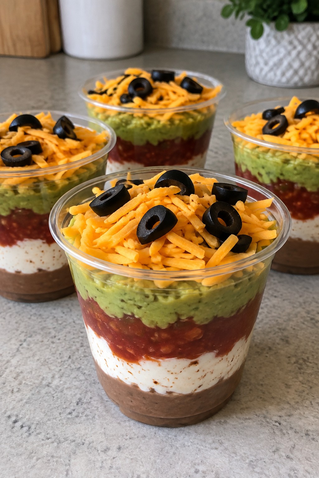 Haunted House Layered Taco Dip Cups