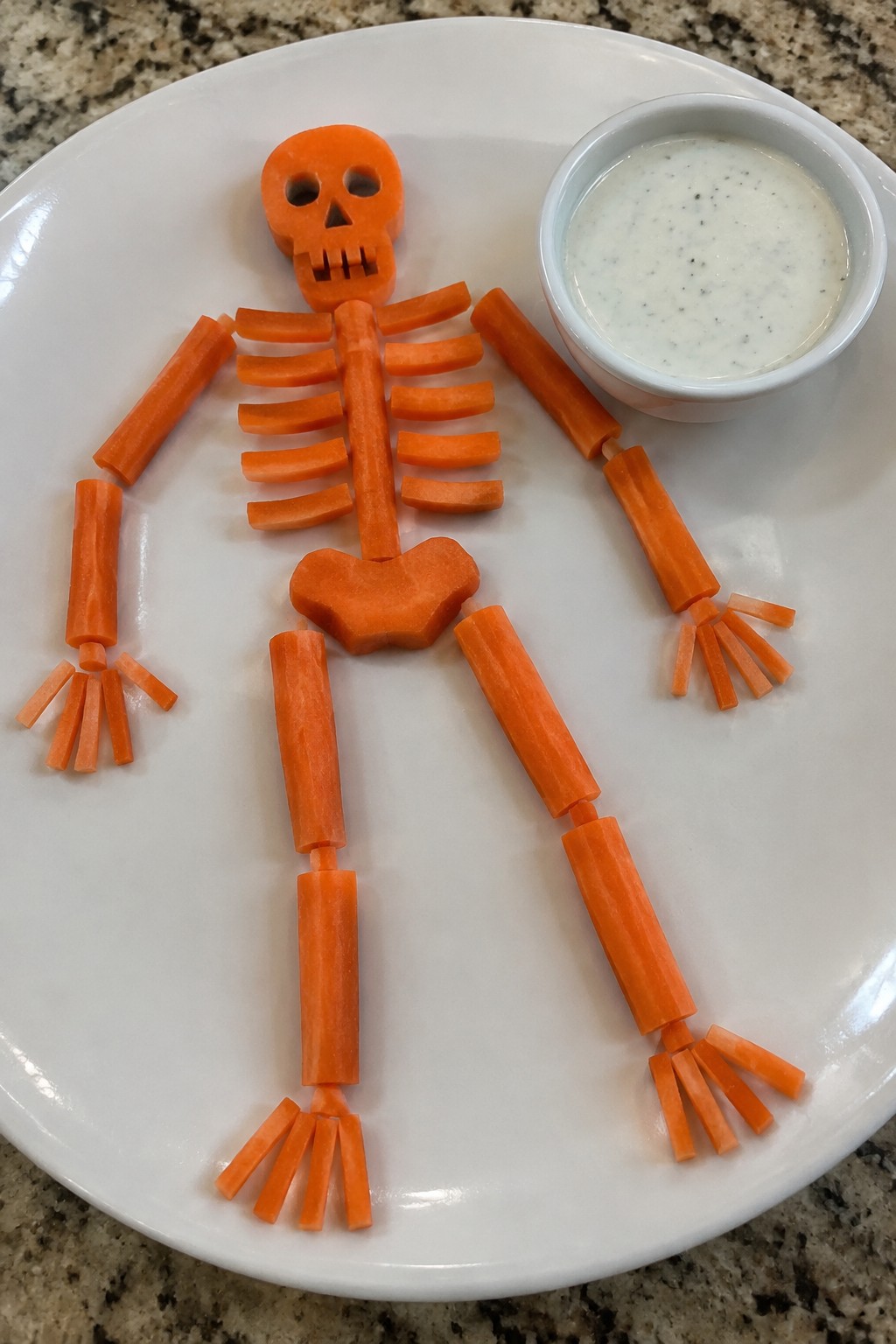 Skeleton Carrot Sticks with Ranch Dip