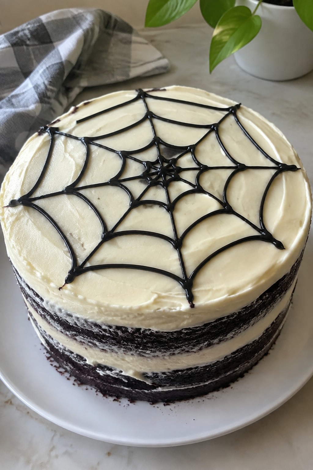 Black Velvet Spiderweb Cake