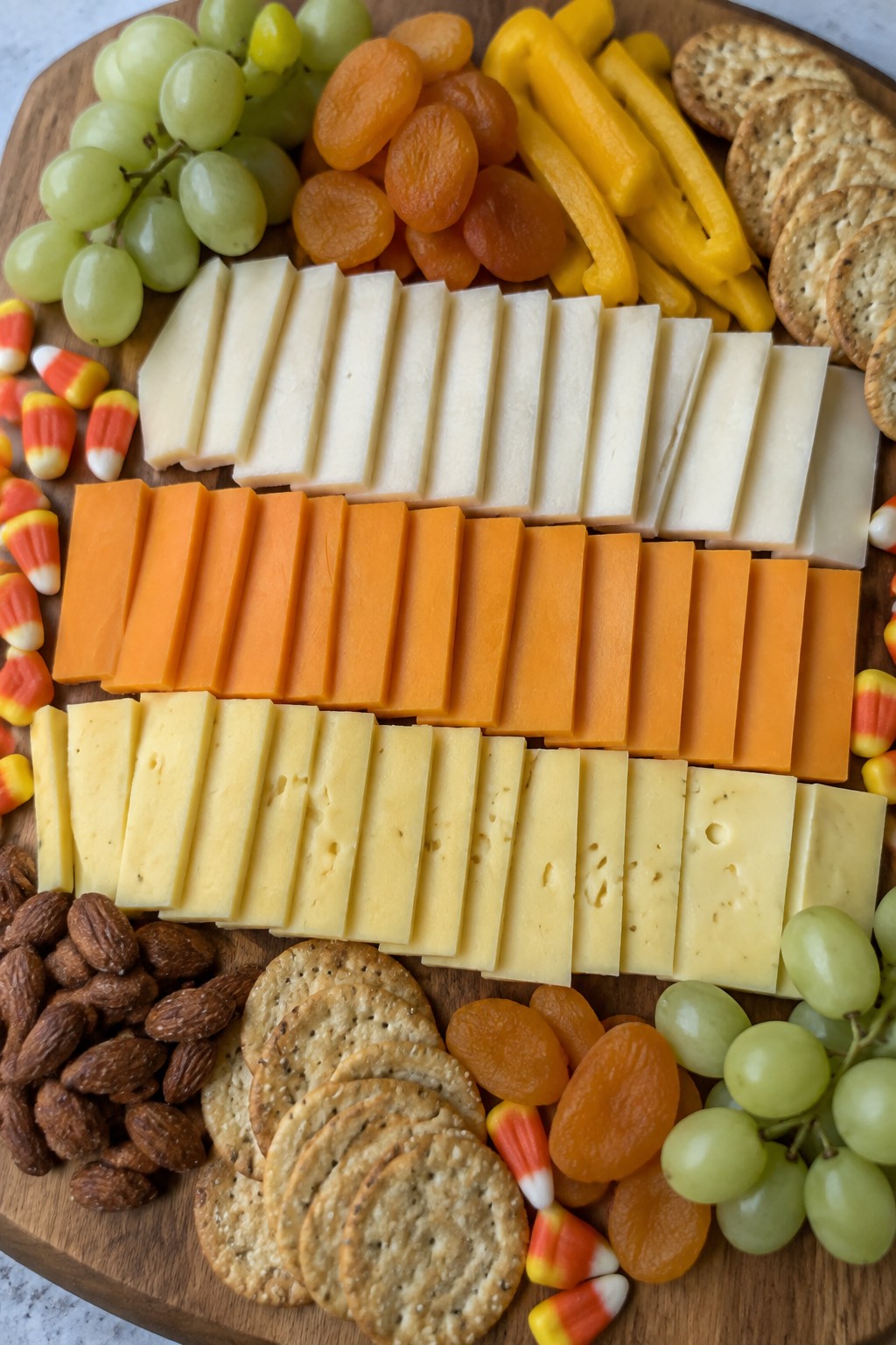 Candy Corn Layered Cheese Board