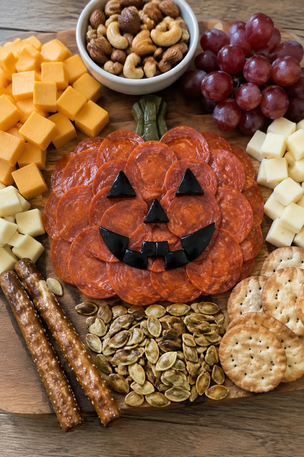 Jack-O’-Lantern Pepperoni Pumpkin Board