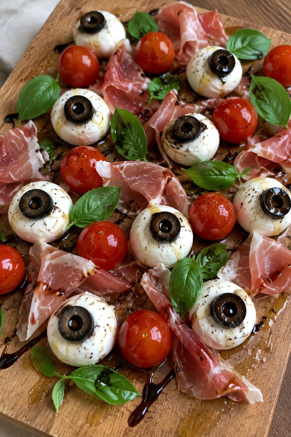 Monster Eyeball Mozzarella and Tomato Board