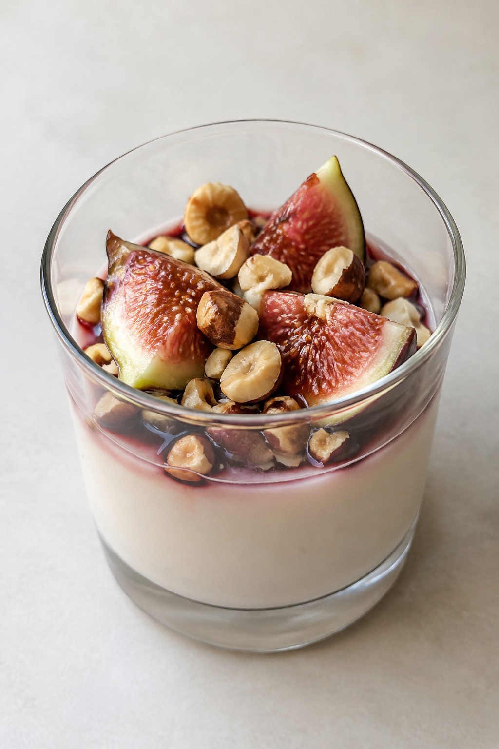 Fig and Port Wine Panna Cotta with Toasted Hazelnuts