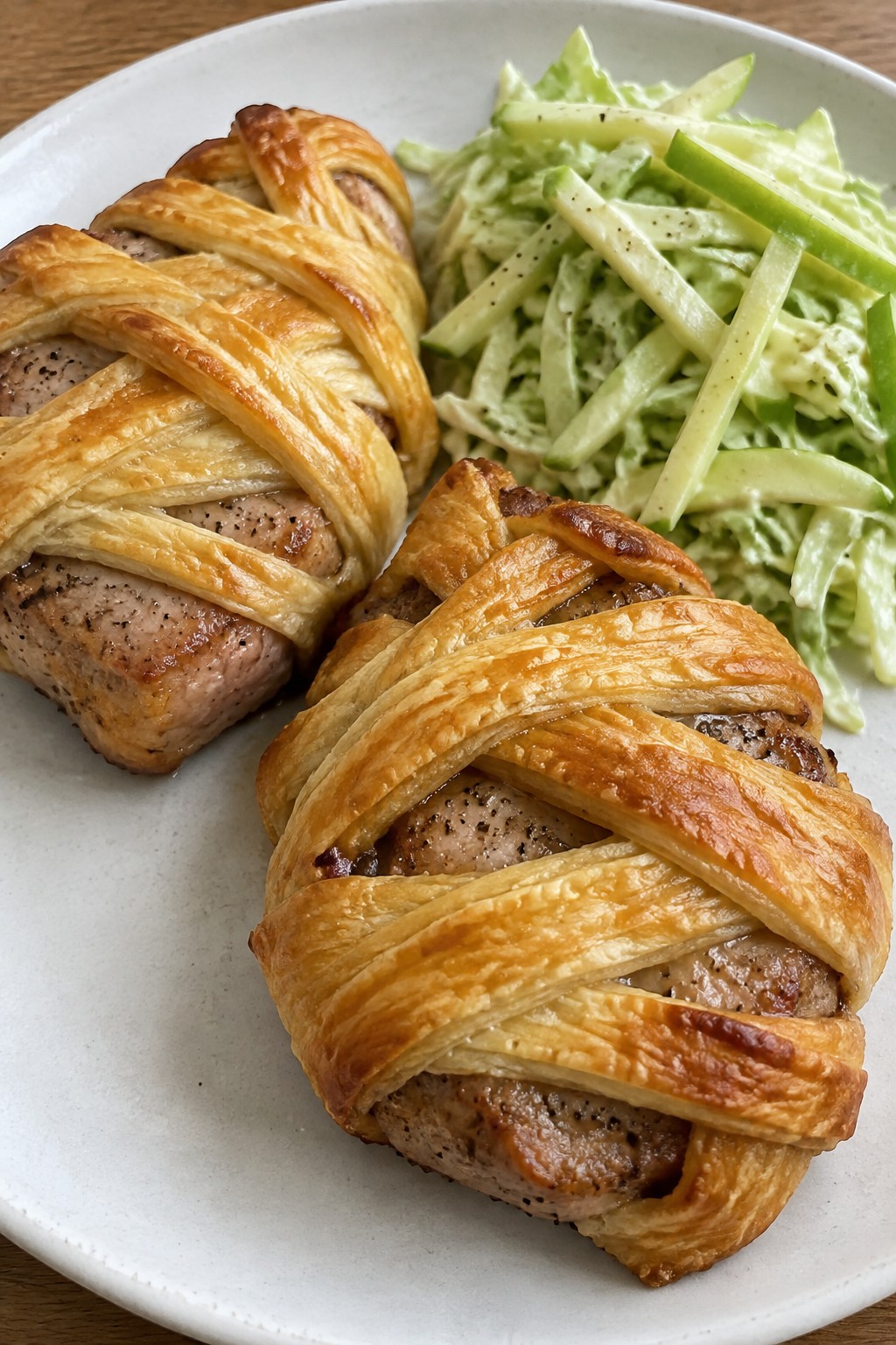 Mummy-Wrapped Pork Chops with Apple Slaw