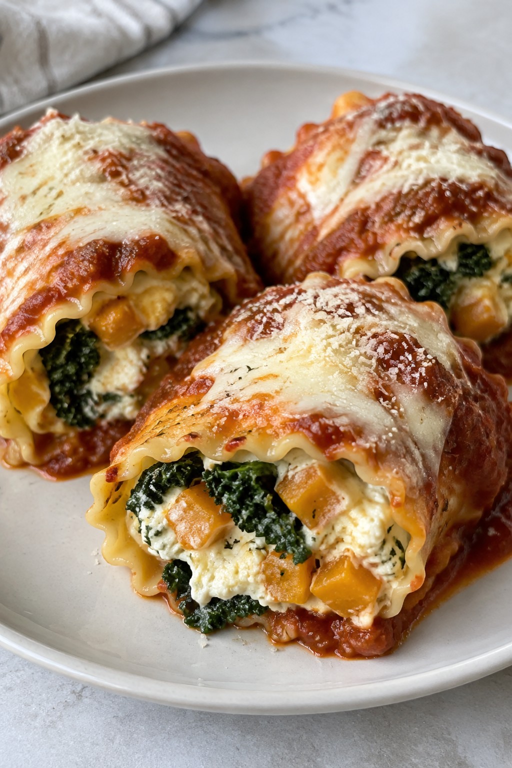 Butternut Squash and Kale Lasagna Rolls