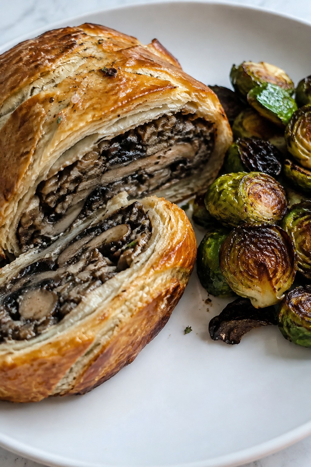 Mushroom Wellington with Roasted Brussels Sprouts