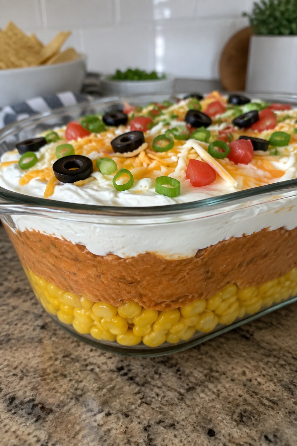 Layered Candy Corn Taco Dip