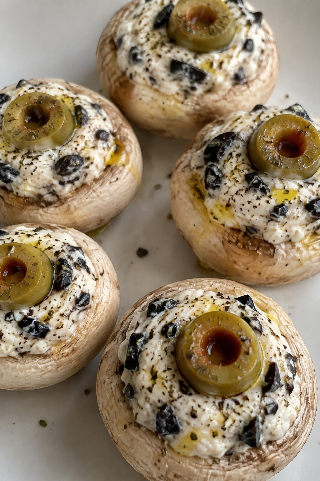Olive-Stuffed Mushroom Eyeballs