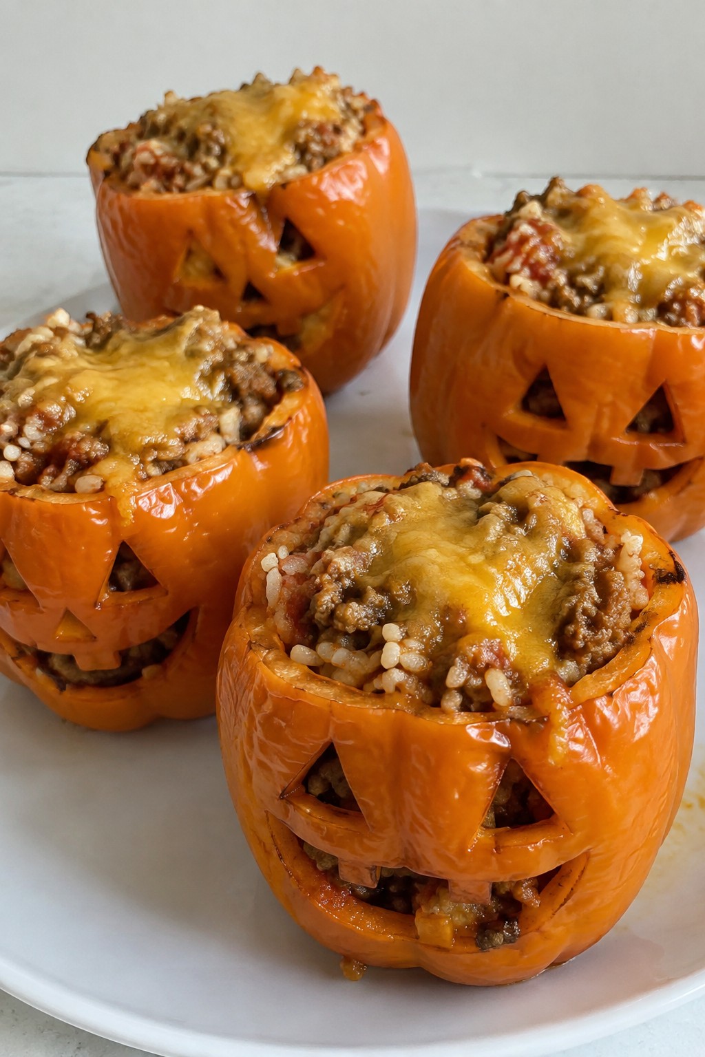 Jack-o'-Lantern Stuffed Bell Peppers