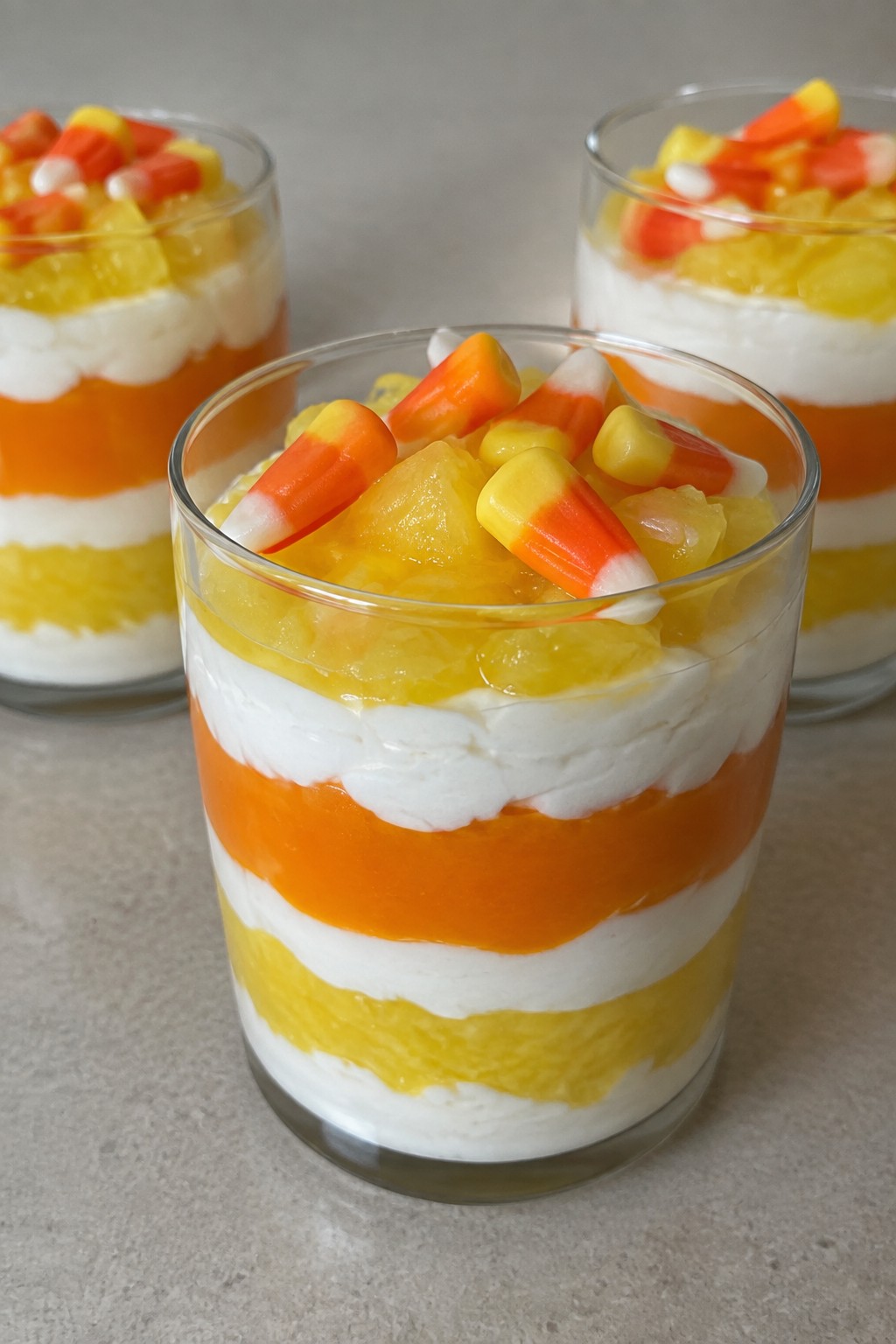Candy Corn Layered Yogurt Parfaits
