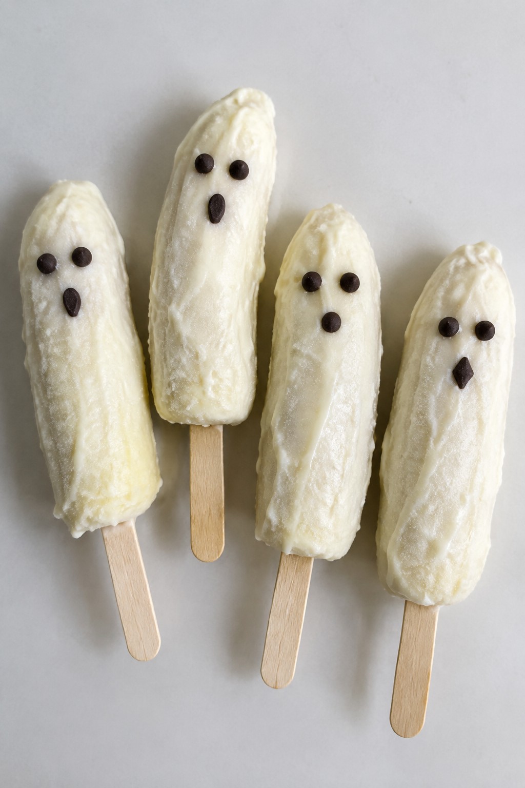 Ghostly Banana Yogurt Pops