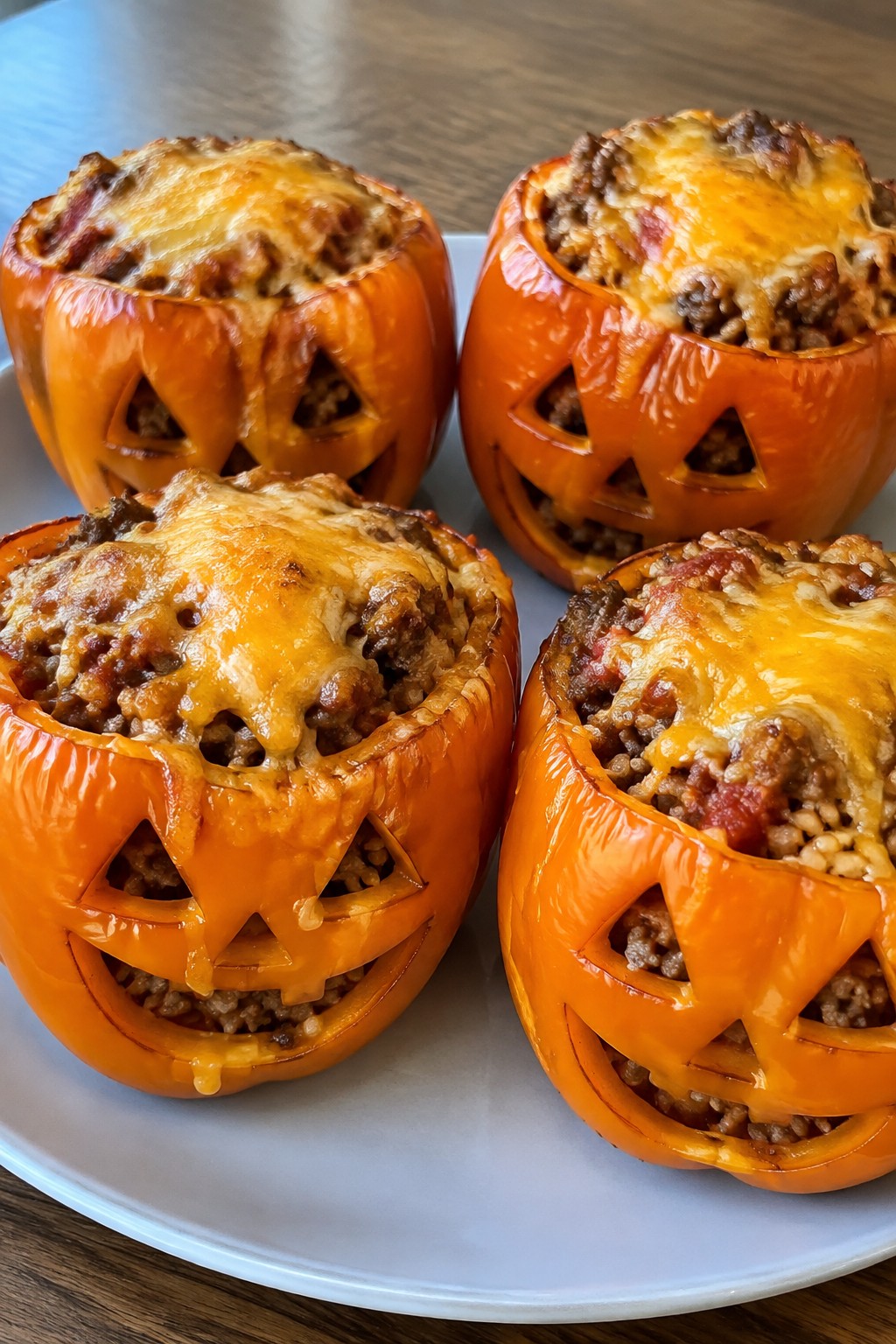 Jack-o'-Lantern Stuffed Bell Peppers