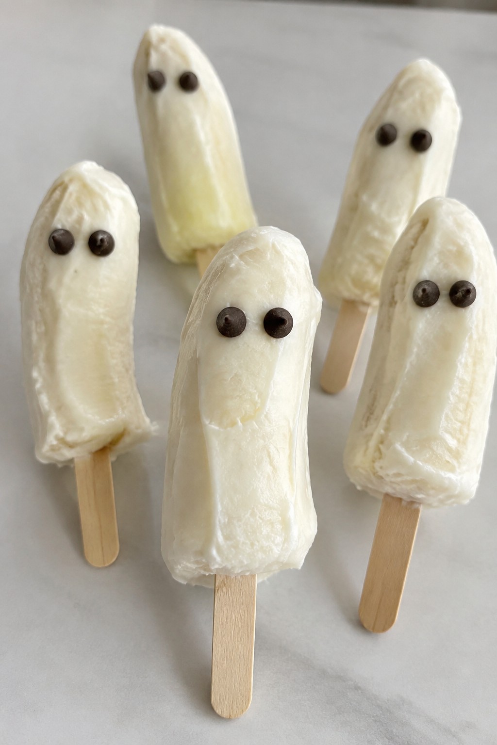 Ghostly Banana Yogurt Pops