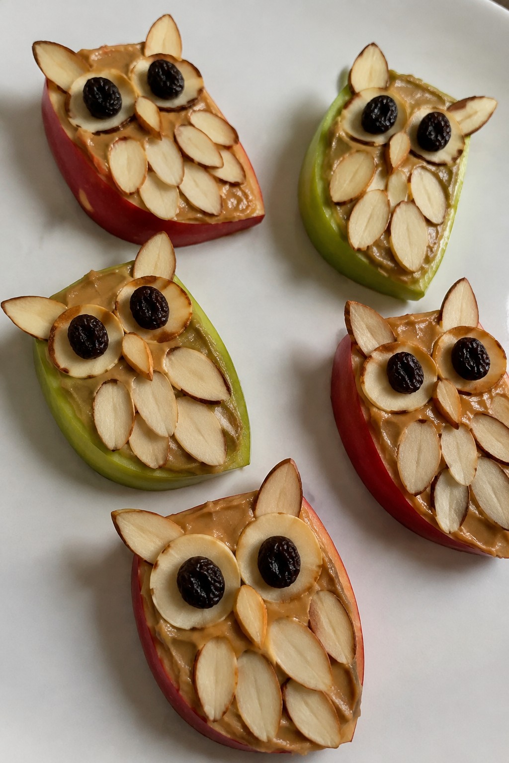 Spooky Owl Apple Slices with Peanut Butter