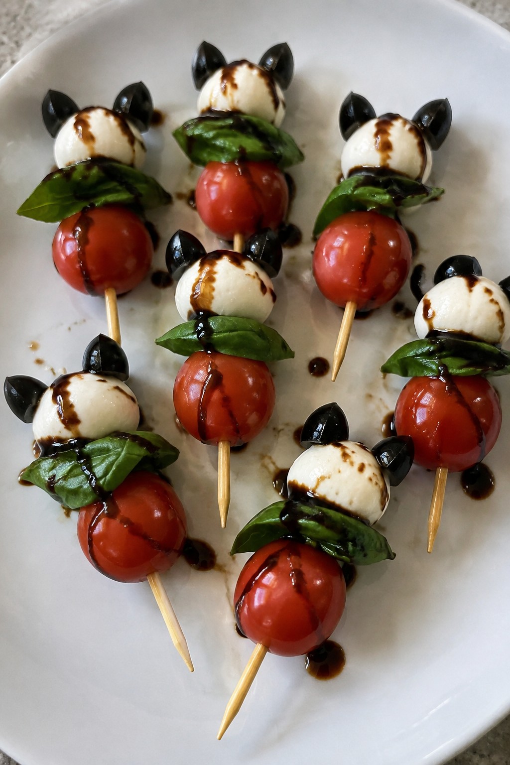 Black Cat Balsamic Caprese Skewers