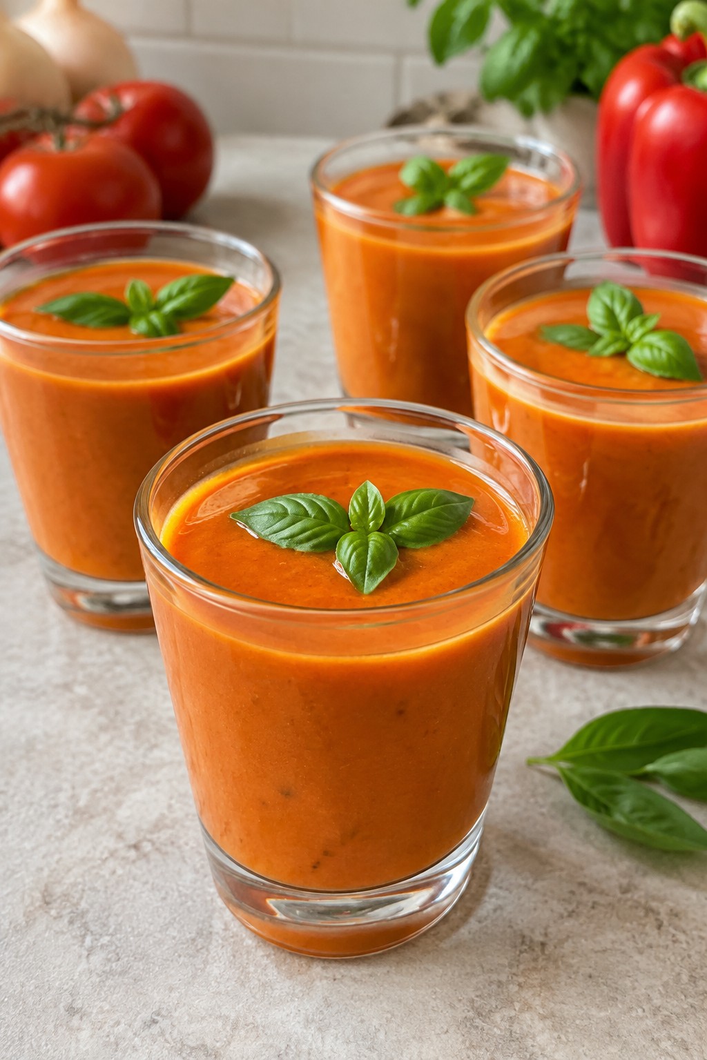 Roasted Red Pepper and Tomato Skull Soup Shooters