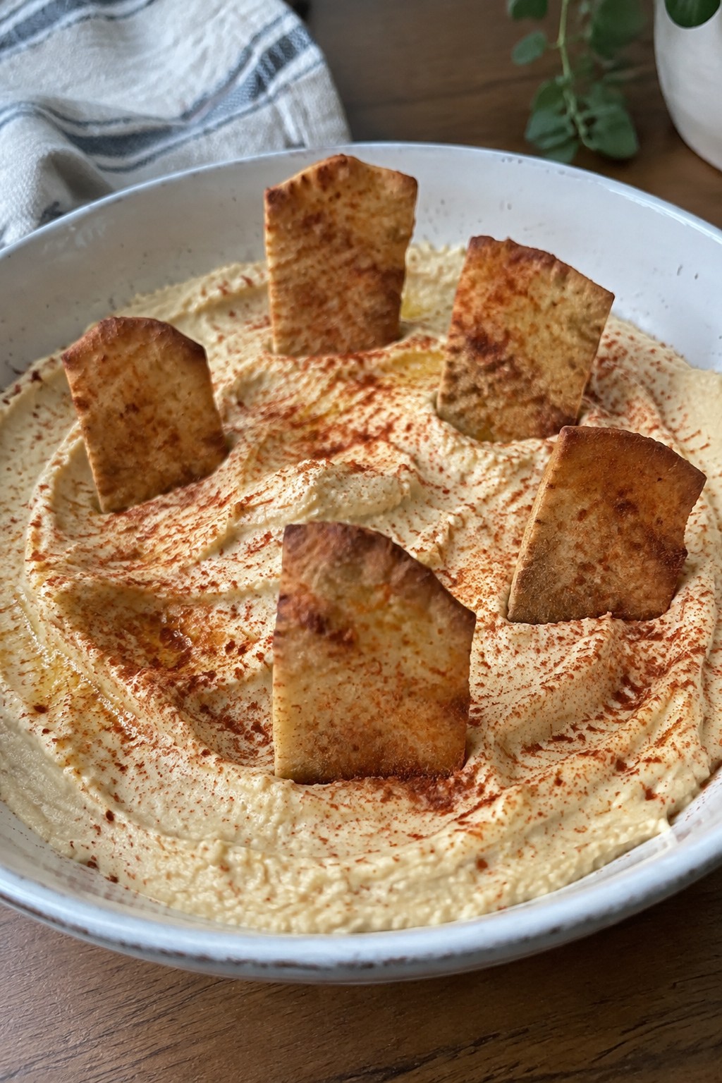 Graveyard Hummus with Pita Chip Tombstones