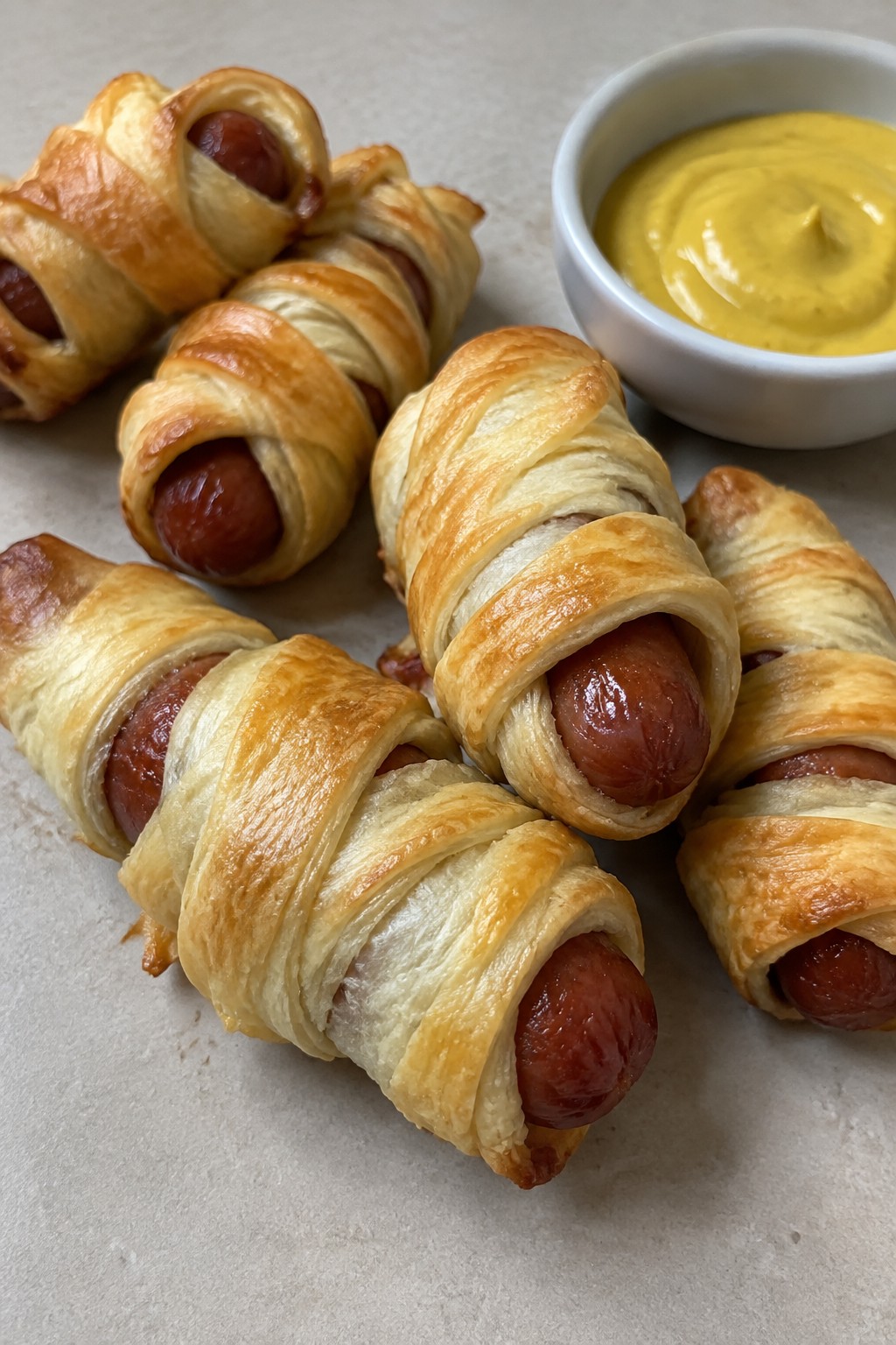Mummy-Wrapped Sausage Rolls with Mustard Dipping Sauce