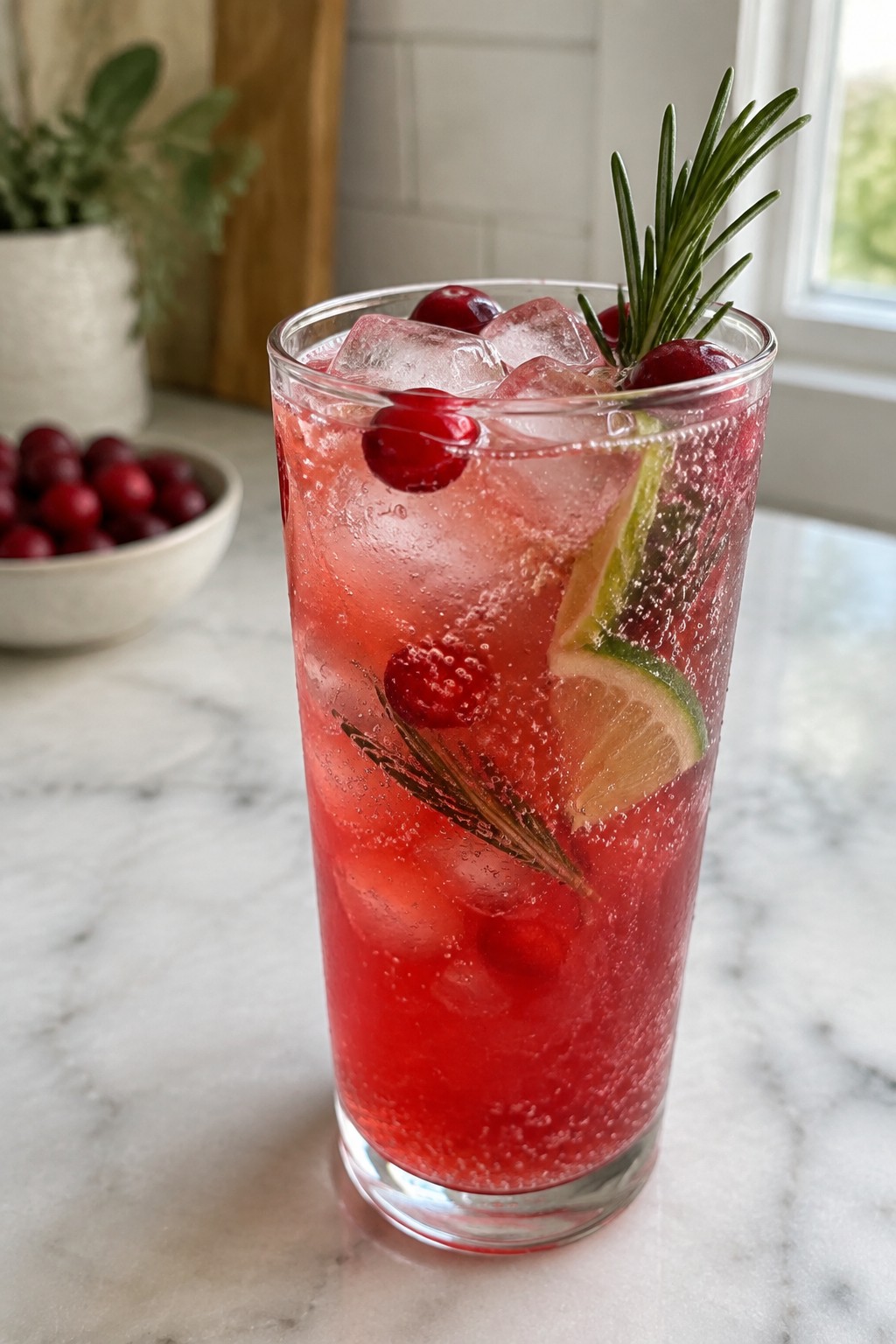 Cranberry Rosemary Tequila Fizz