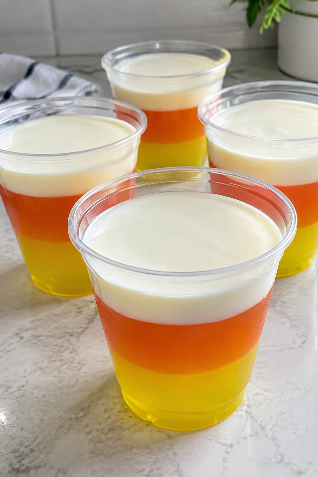 Candy Corn Layered Jello Cups