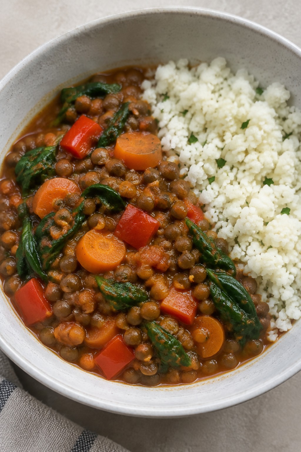 Lentil Vegetable Curry with Cauliflower Rice