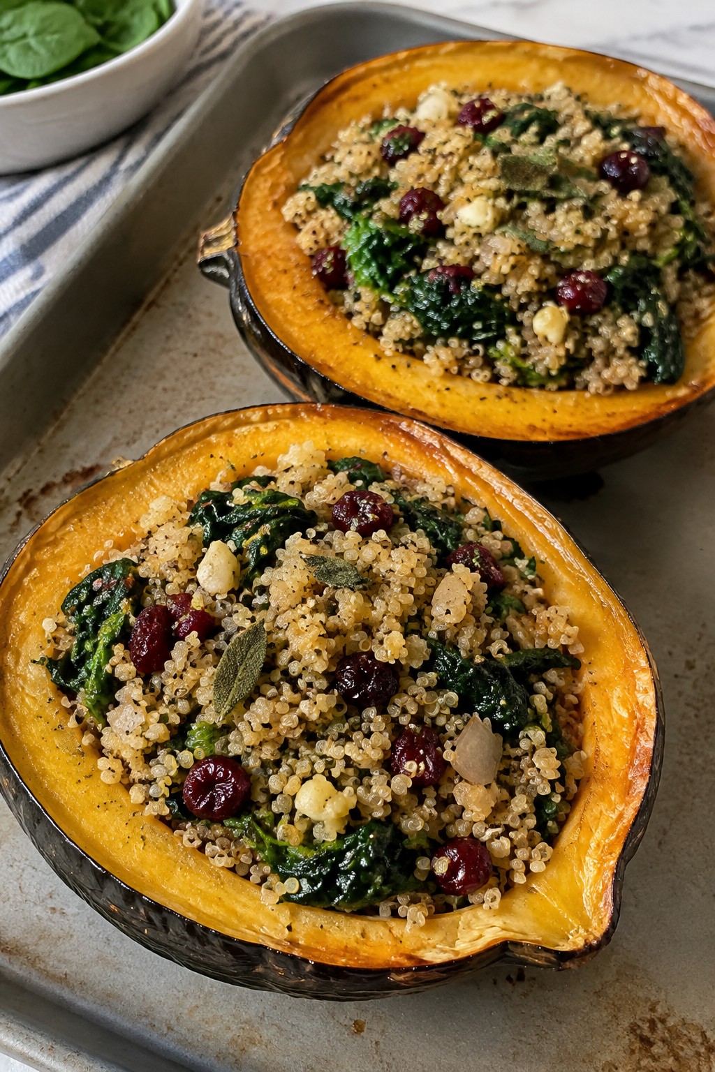 Quinoa-Stuffed Acorn Squash with Cranberries