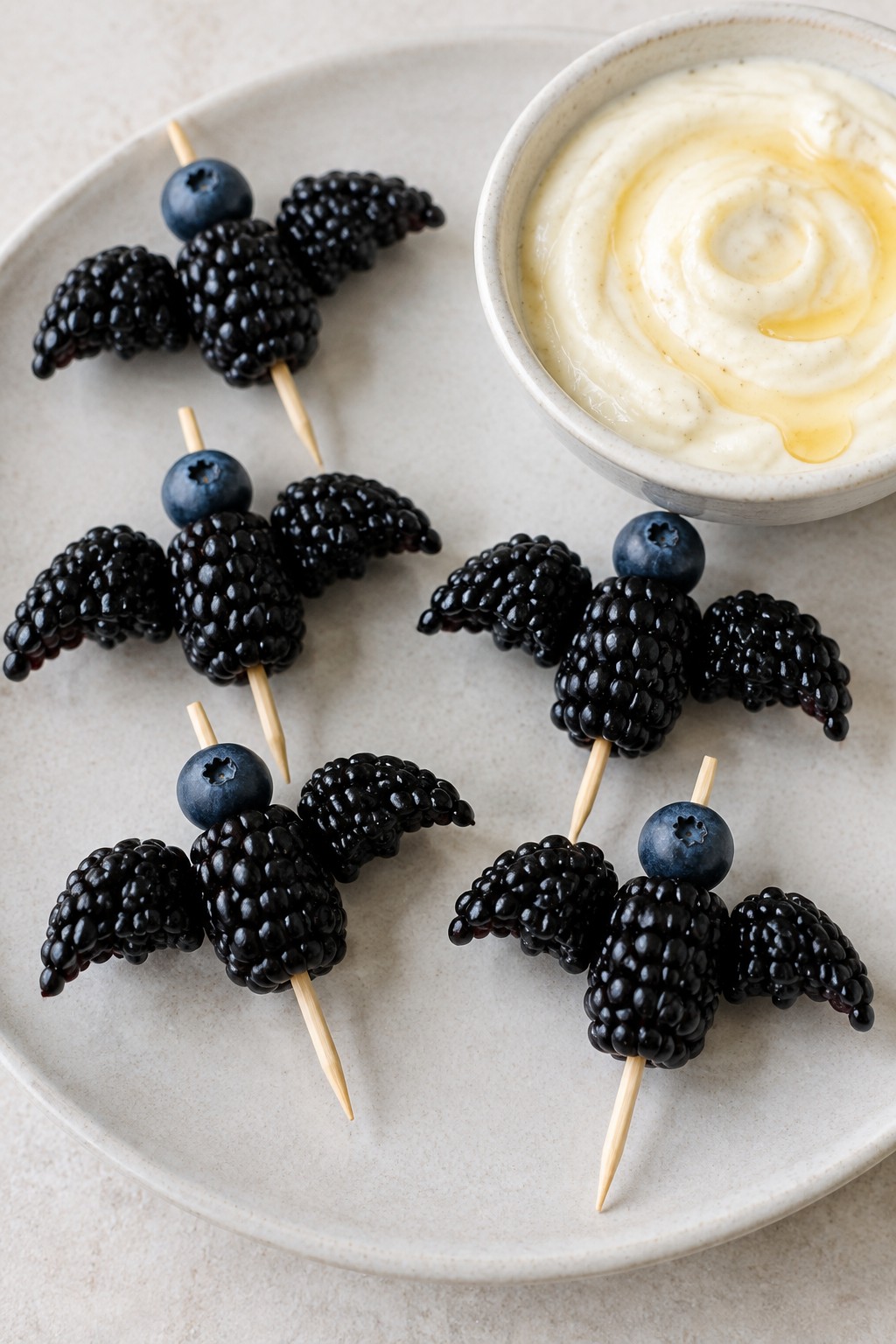 Berry Bat Skewers with Yogurt Dip