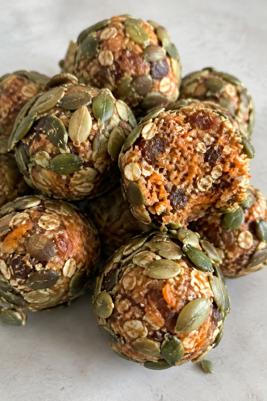 Carrot Cake Energy Balls with Pumpkin Seeds