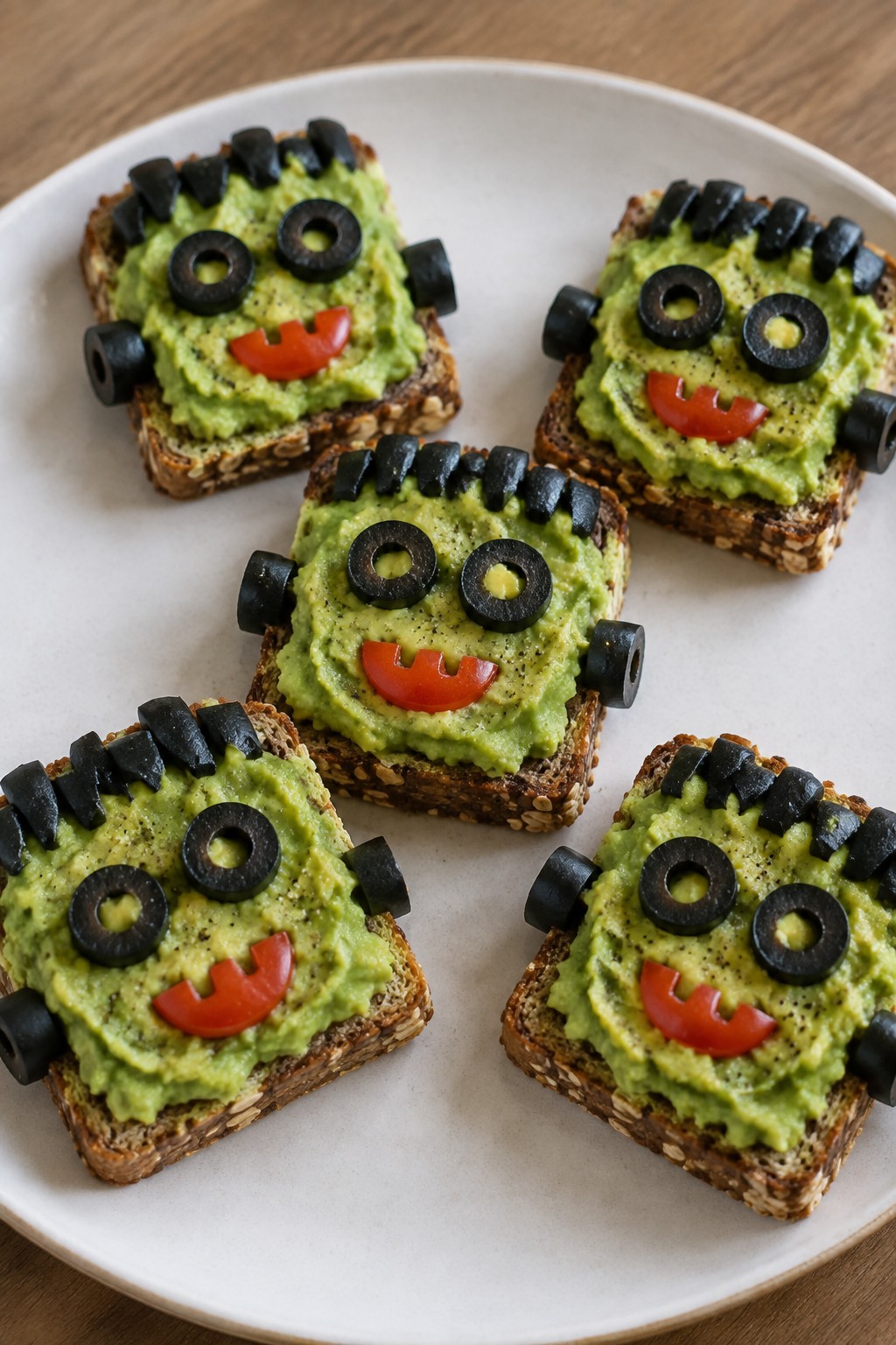 Frankenstein Avocado Toast Bites