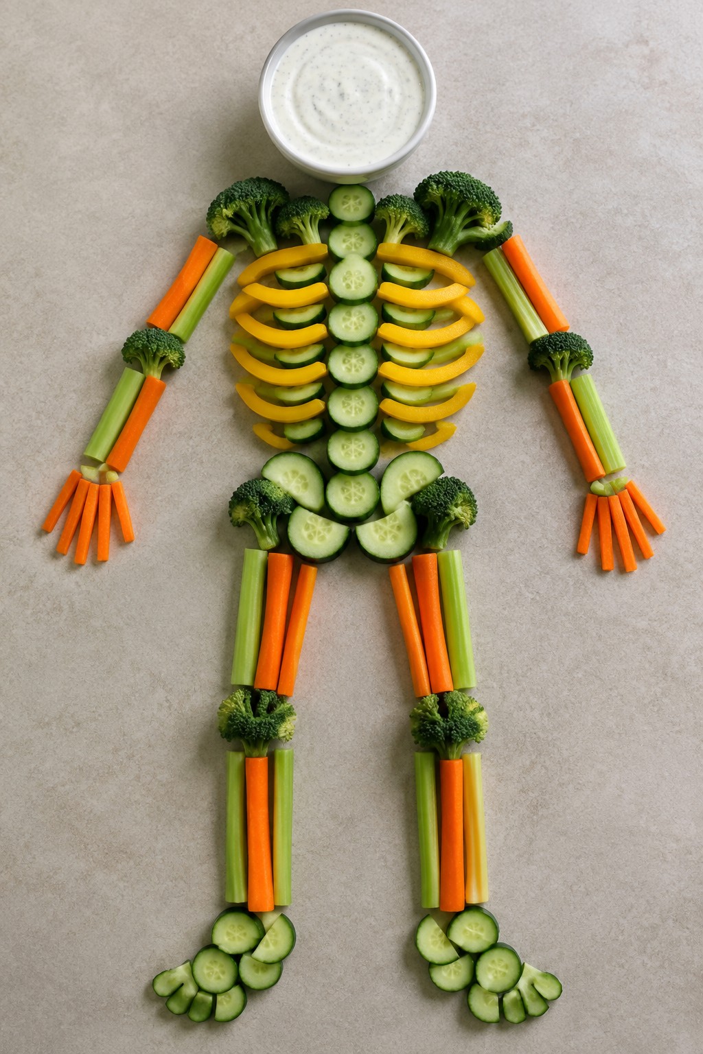 Skeleton Veggie Crudités with Ranch