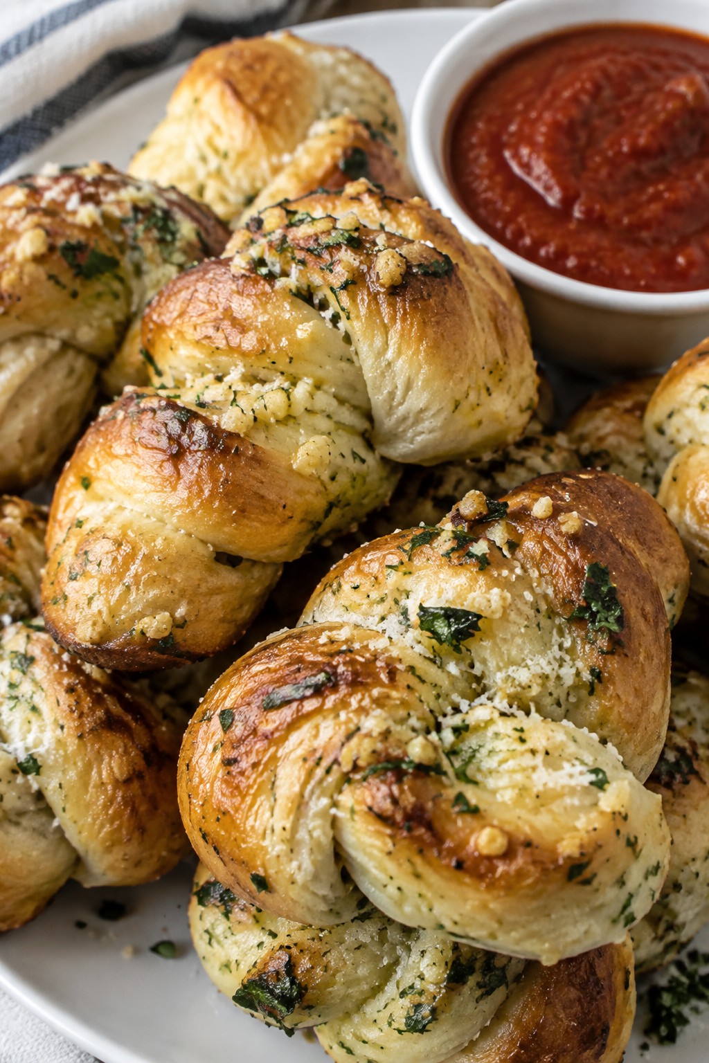 Vampire Garlic Knots with Marinara