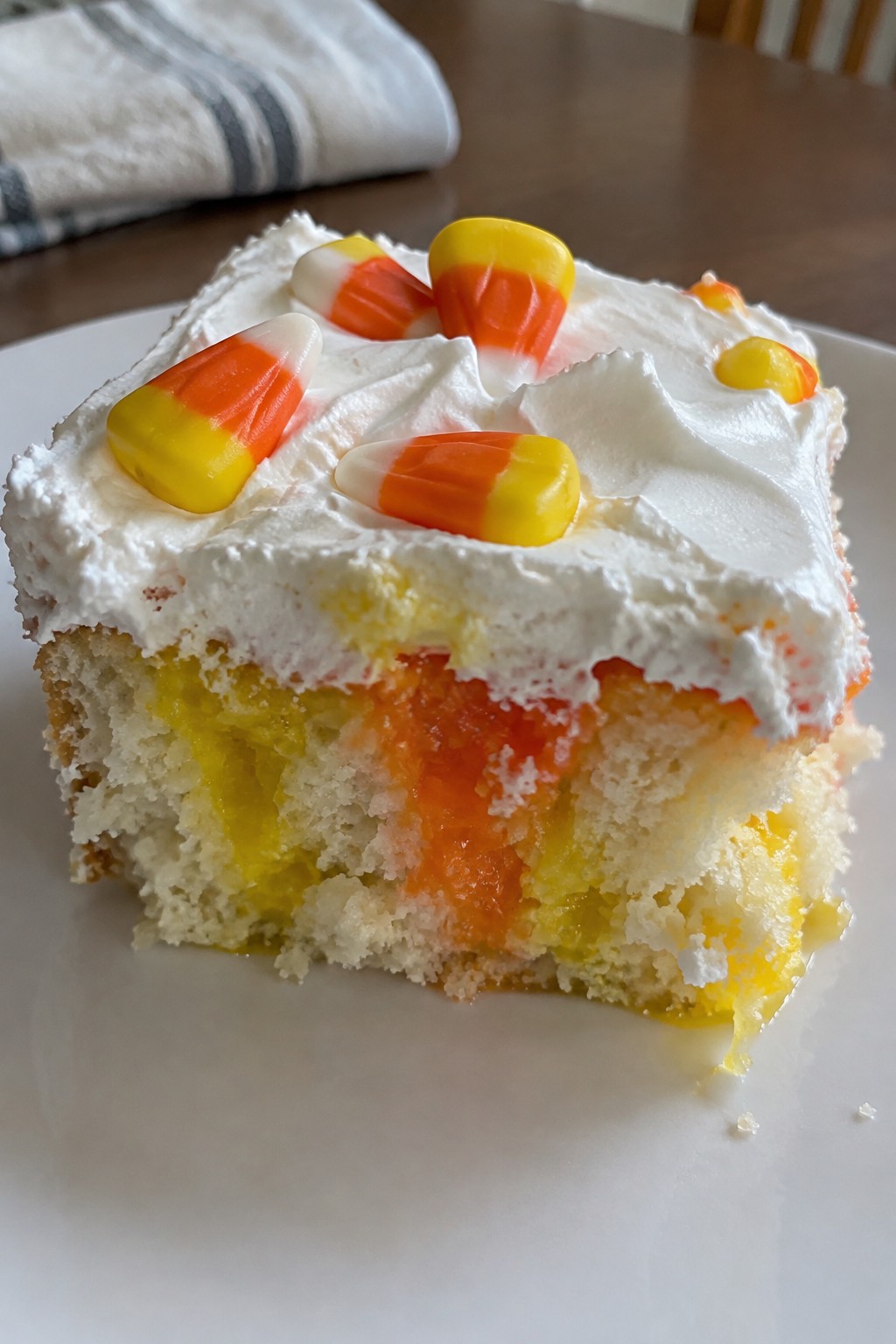 Candy Corn Poke Cake