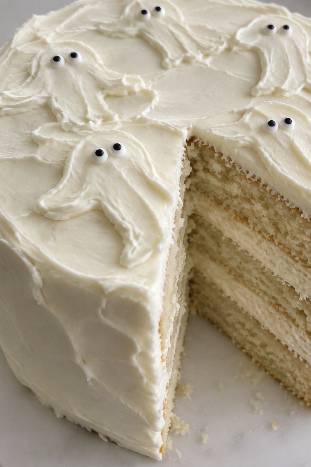 Ghostly White Chocolate Layer Cake