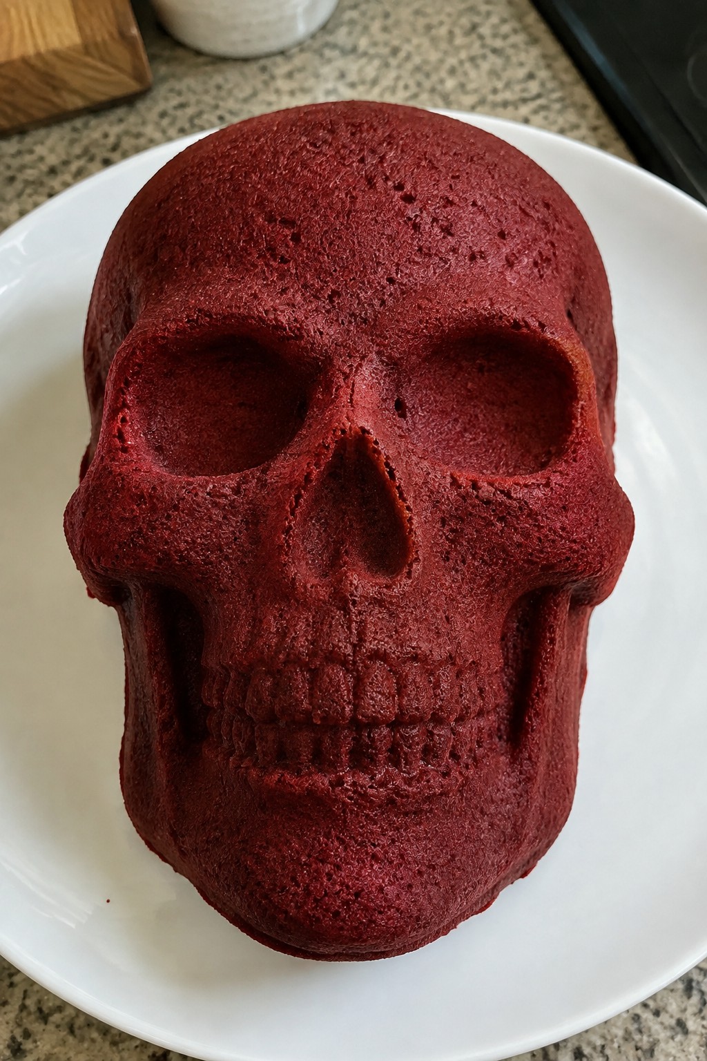 Skull-Shaped Red Velvet Pound Cake