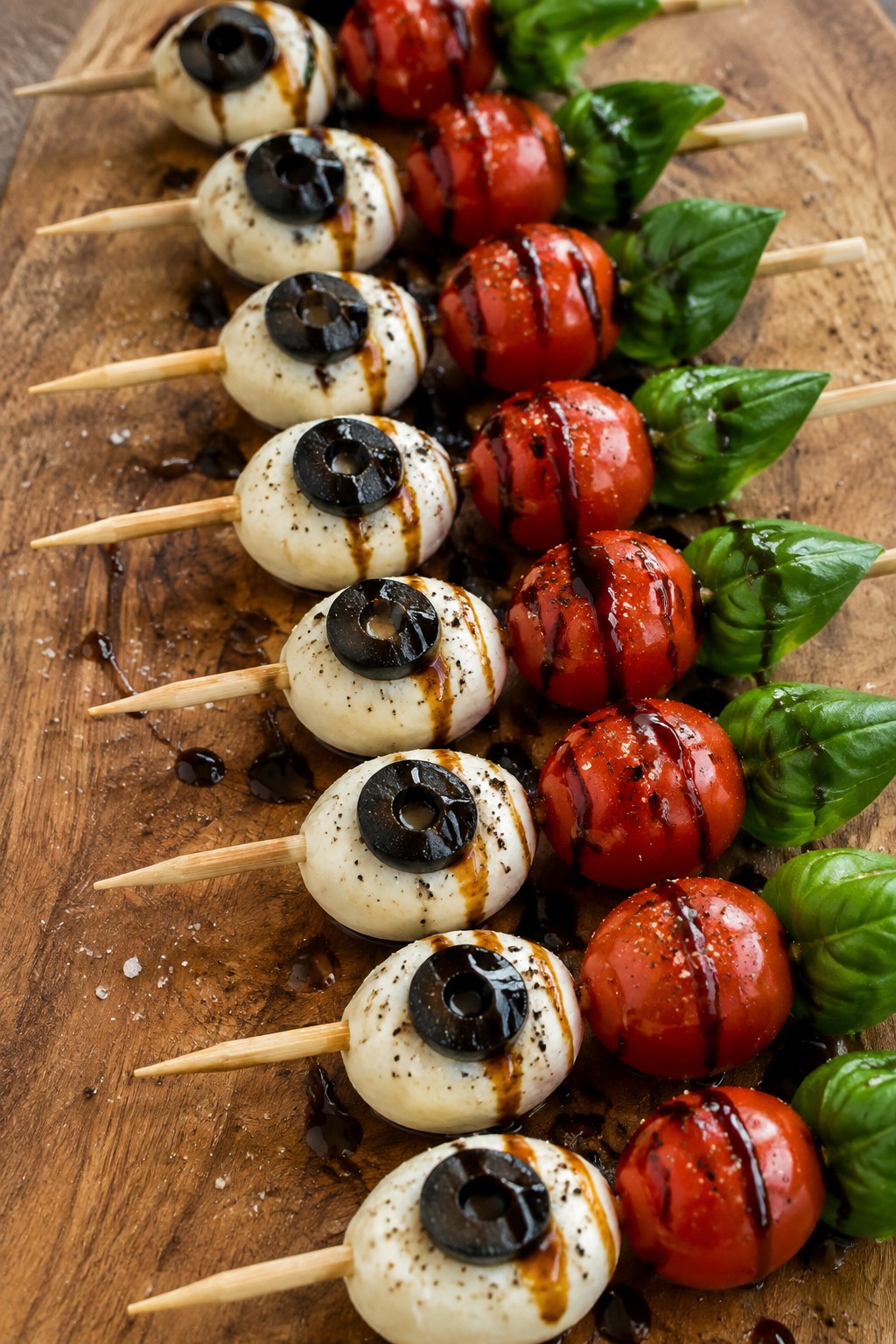 Monster Eyeball Caprese Skewer Board