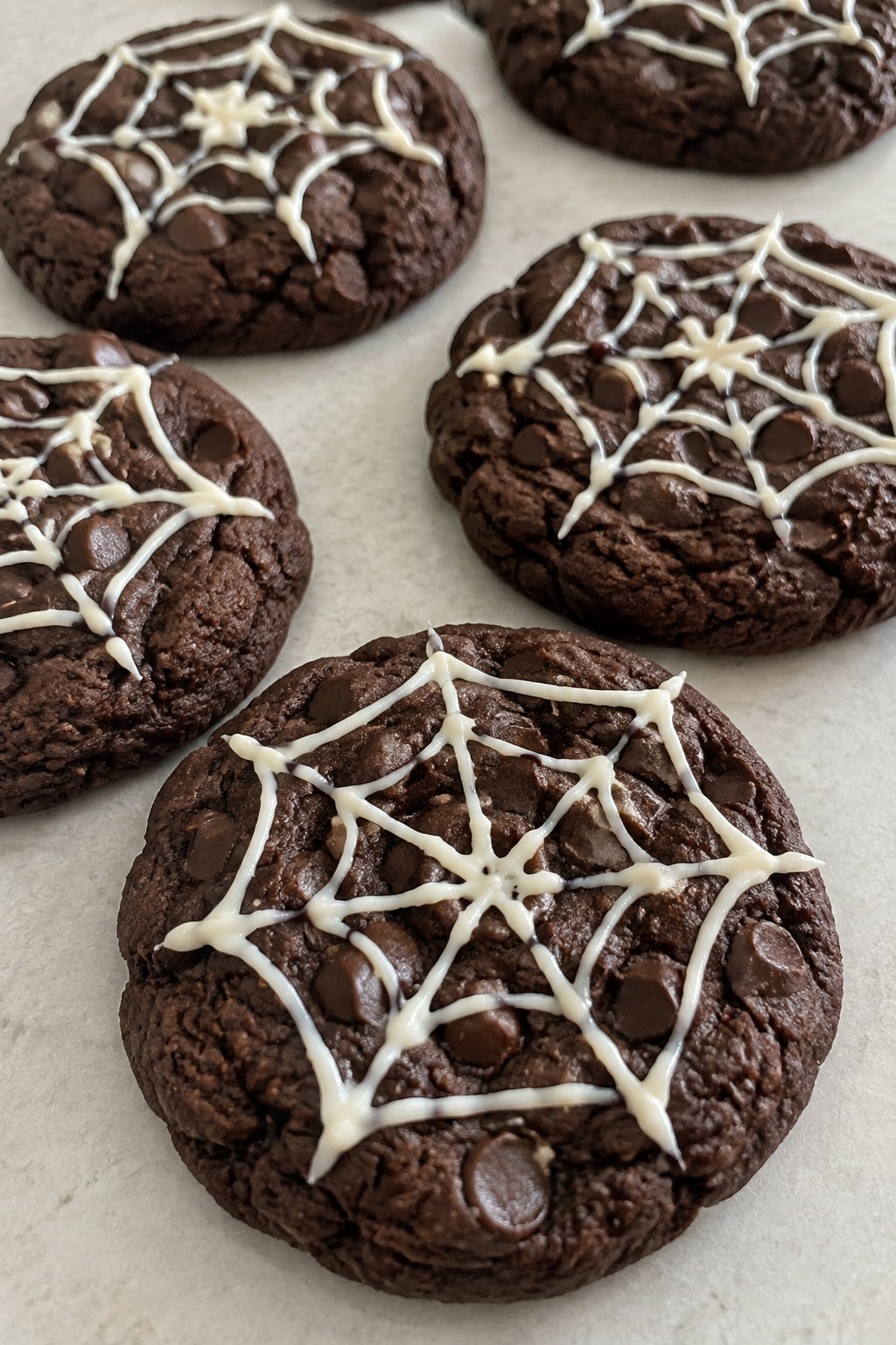 Double Chocolate Spiderweb Cookies