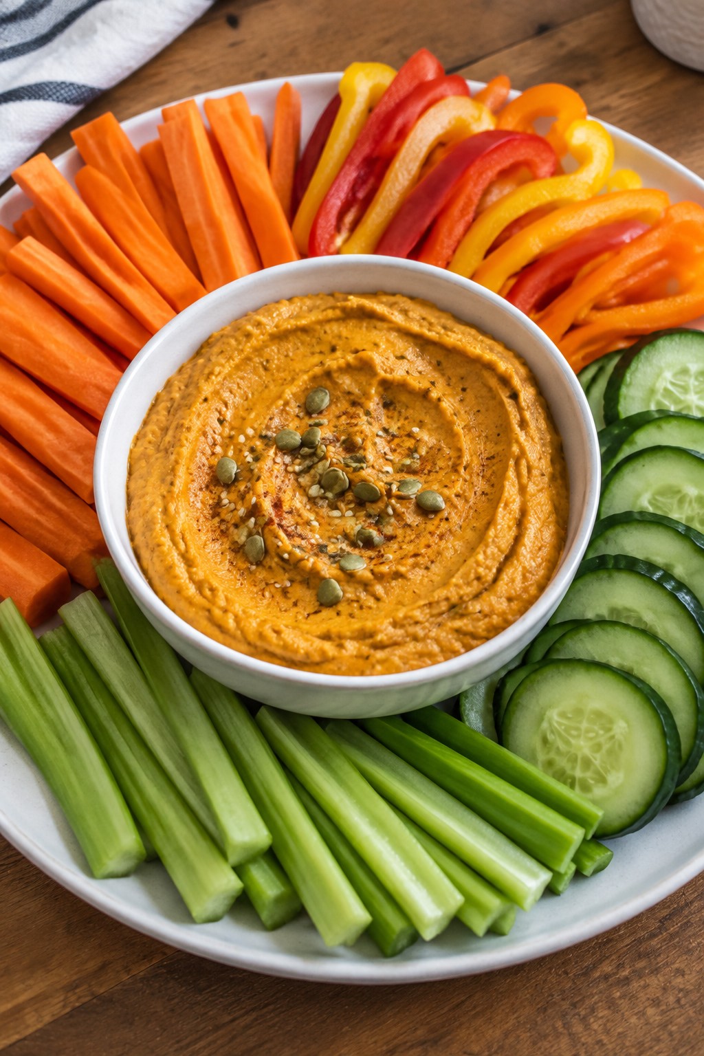 Pumpkin Hummus Platter with Veggie Dippers