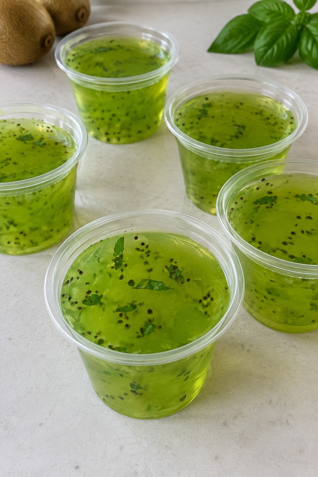 Kiwi Basil Glow Jello Shots
