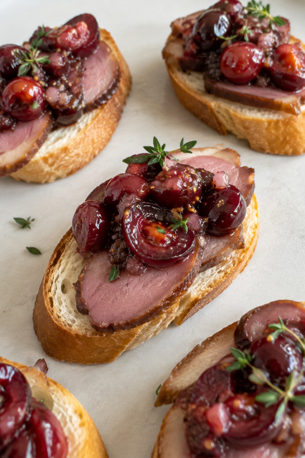 Smoked Duck Breast Canapés with Cherry Mostarda