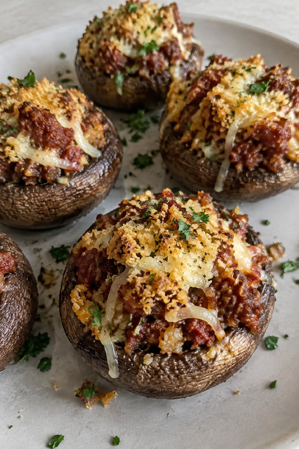 Spicy Chorizo and Manchego Stuffed Mushrooms