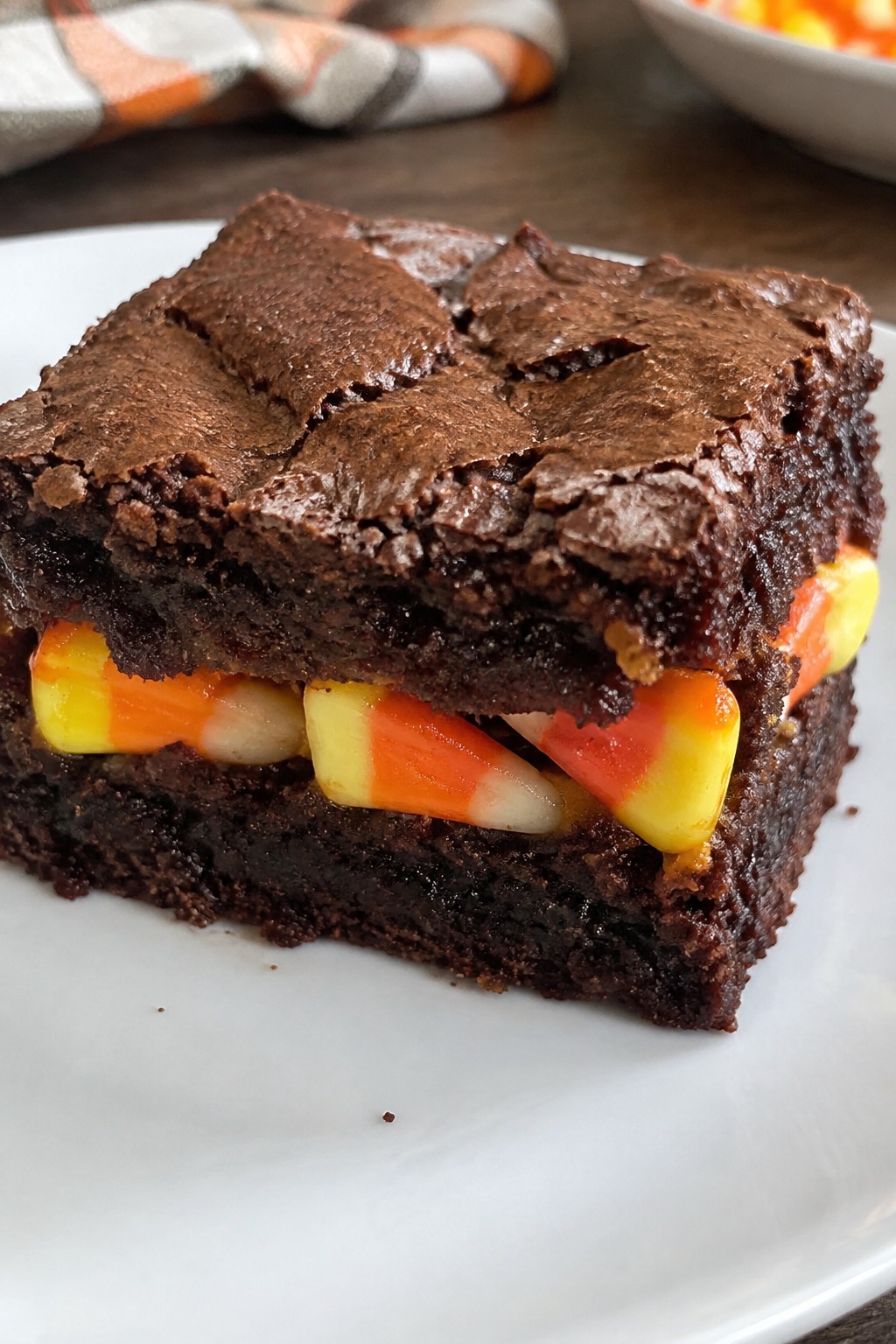 Candy Corn Layered Fudgy Brownies