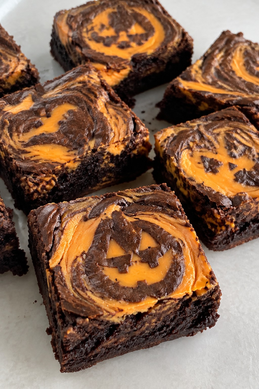 Jack-O’-Lantern Orange Cream Cheese Brownies
