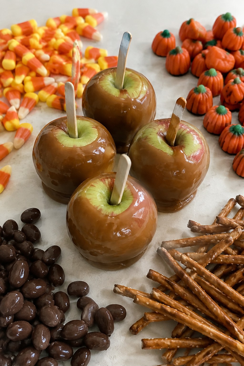 Pumpkin Patch Candy Corn and Caramel Apple Board