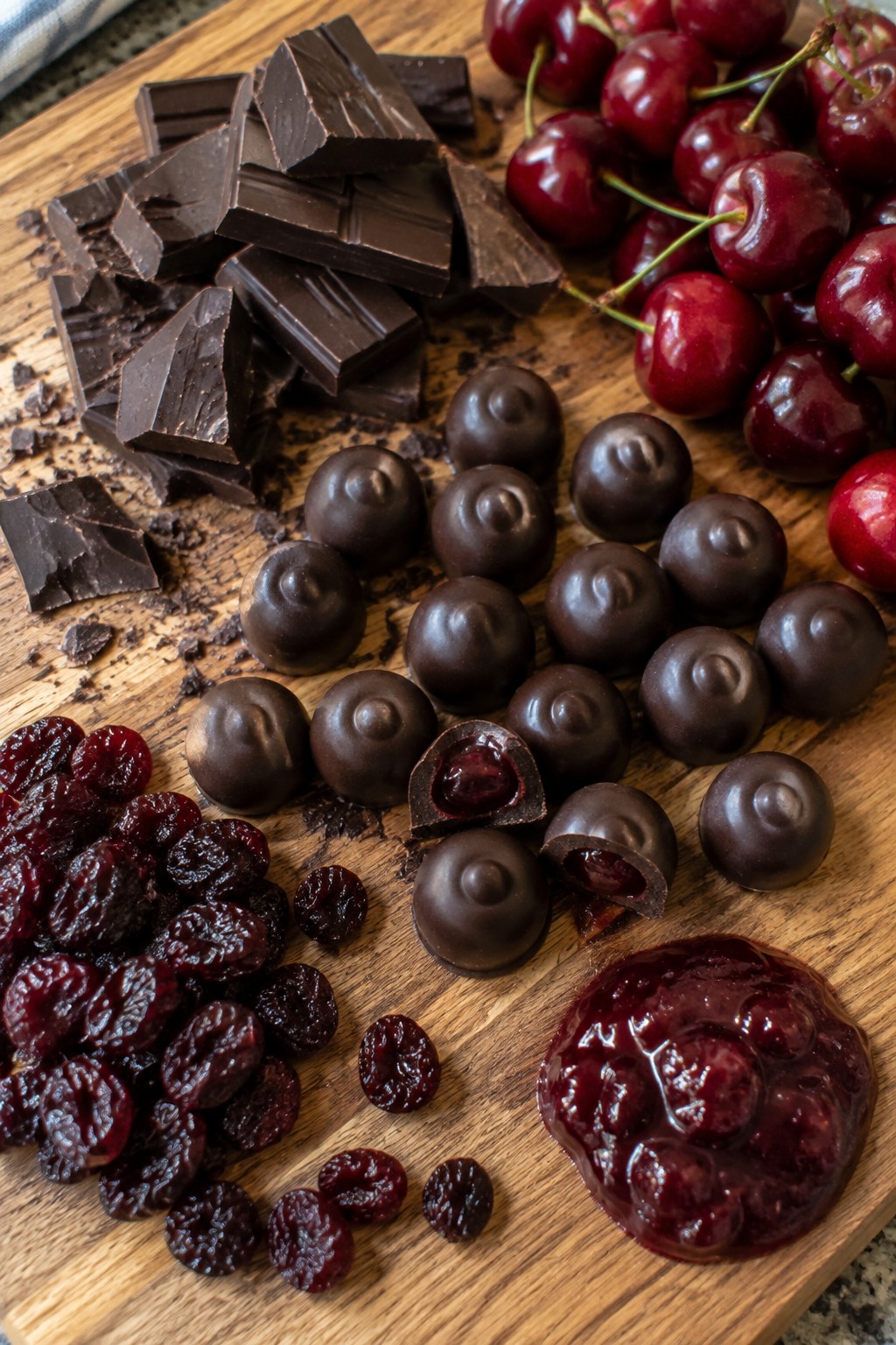 Vampire Bite Dark Chocolate and Cherry Cordial Board