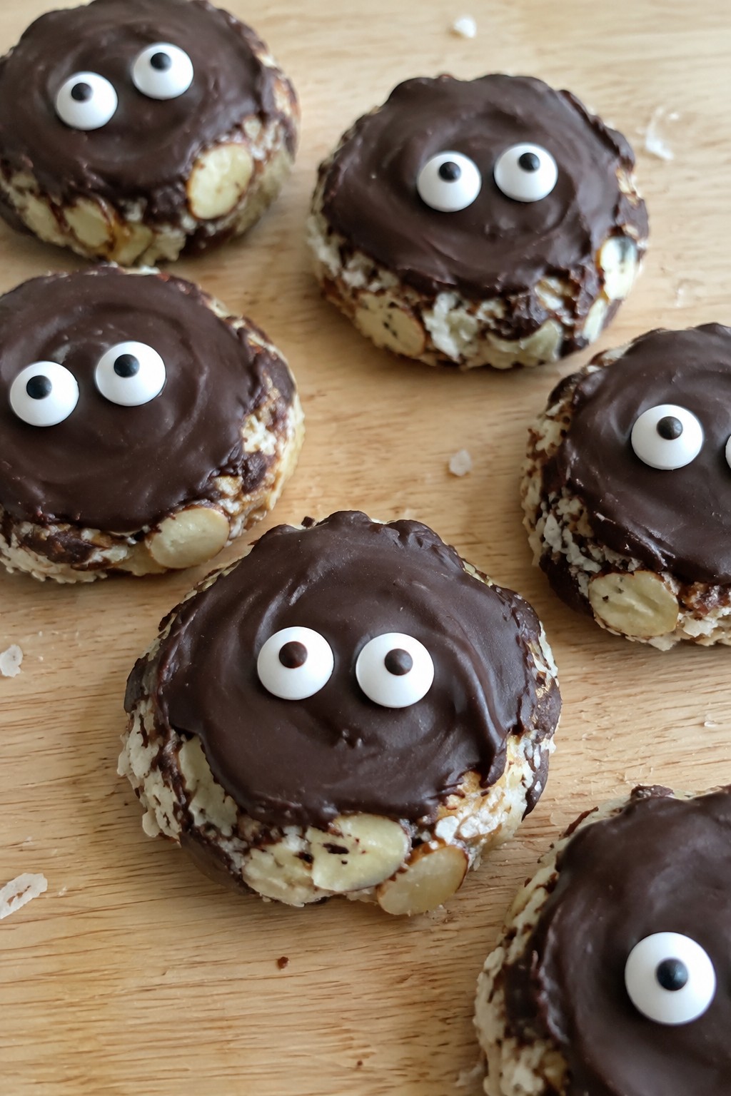 Almond Joy Haunted House Eye Cookies