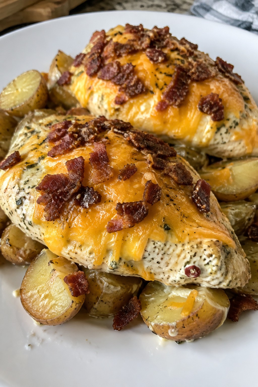 Slow Cooker Cheesy Bacon Ranch Chicken with Baby Potatoes
