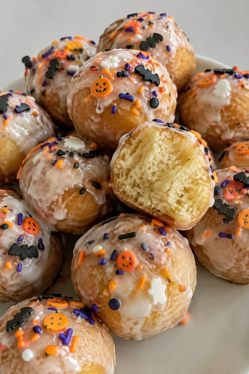 Halloween Sprinkle Glazed Donut Holes