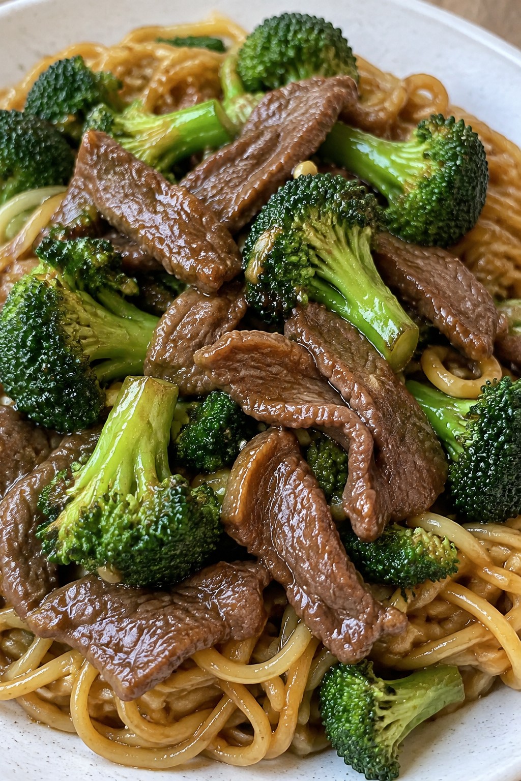 Creepy Crawly Beef and Broccoli Stir-Fry over Noodles