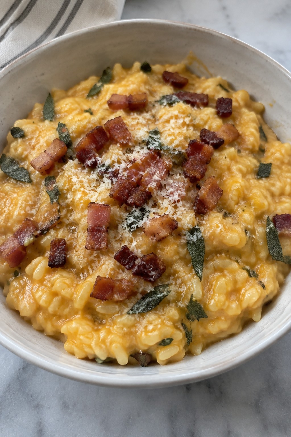 Pumpkin and Sage Risotto with Crispy Pancetta